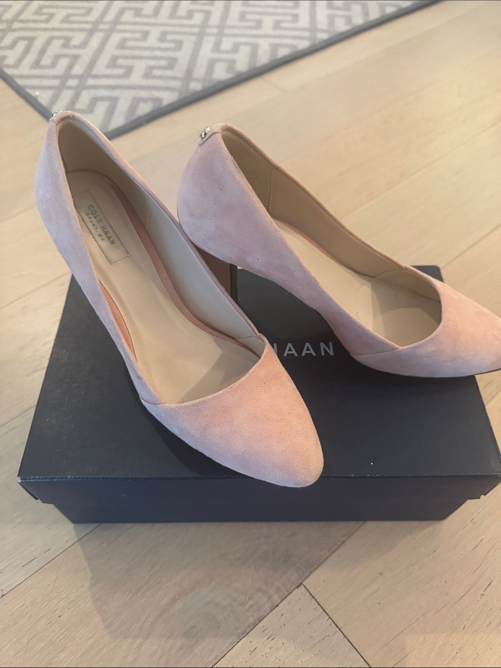 Cole Haan Blush Suede Pointed-Toe Heels